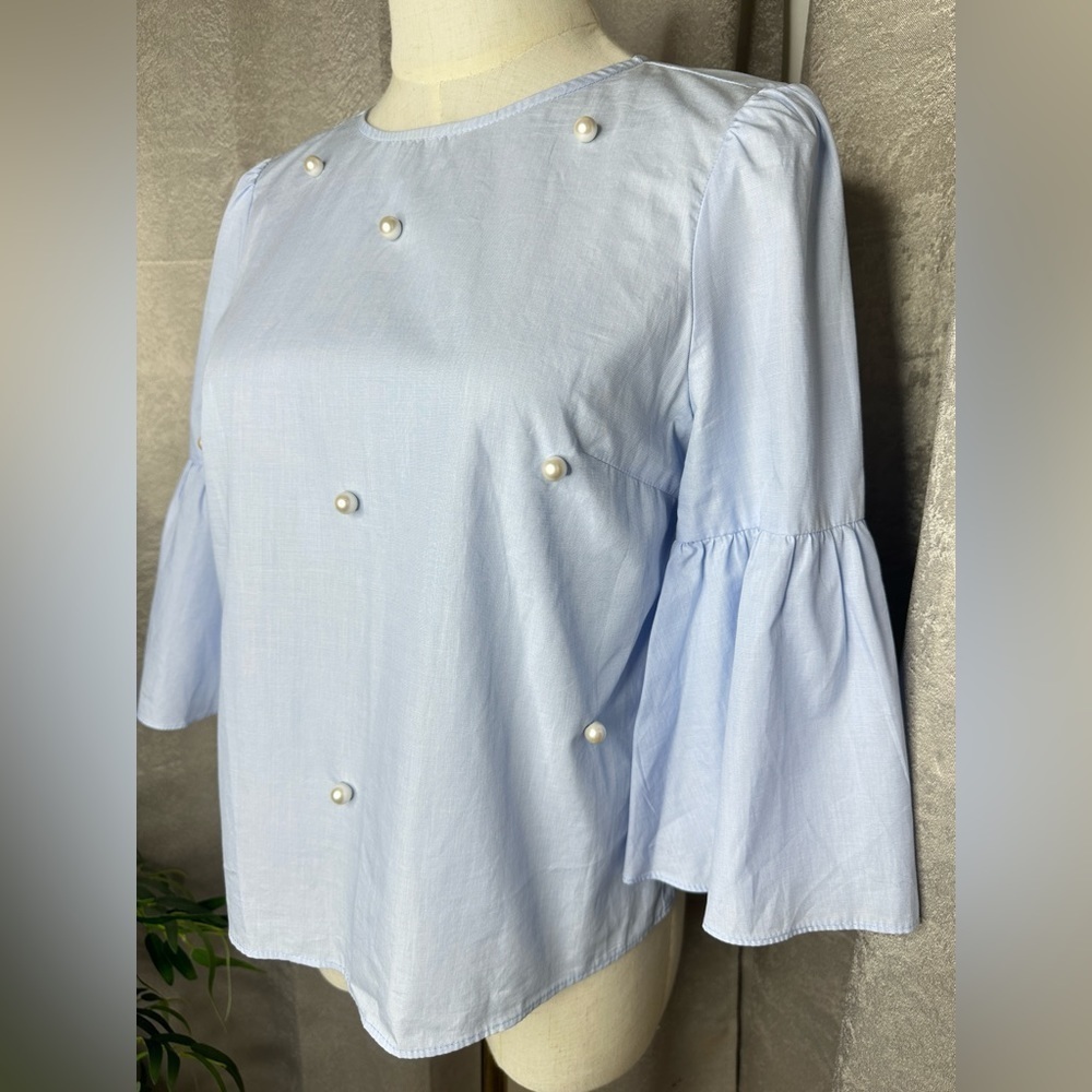 Zara Basic Collection Elegant Pearls Beading Flar… - image 5